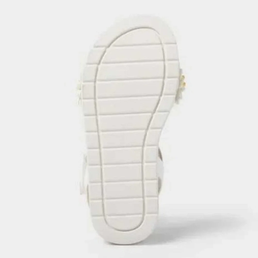 Baby Girl Sandals Cat & Jack Abbie Daisy White Size 5 New With Tags